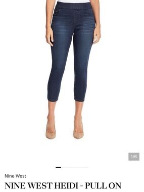 NWT Nine West Heidi Cropped Pull-On Jeans - Dark Blue